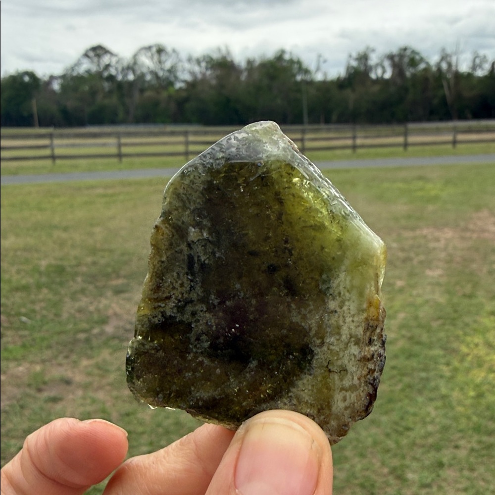 Green Polished Garnet Slice - Natural Olive Green Display Piece